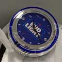Neon Clock - Retro Bud Light Blue Analog Wall Clock with Pull Chain - for Kitchen, Garage, Game Room, or Home Bar by Trademark Gameroom, 14.5" X 14.5" X 3"
