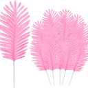 GWOKWAI WUHNGD 12 Pcs Artificial Palm Leaves Plants Tropical Large Palm LeavesImitation Ferns Artificial Plants Leaf for Home Hawaiian Party Jungle Beach Table Leave Decorations, Pink