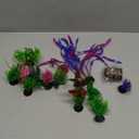 QUOZUO 13 Pcs Aquarium Artificial Plastic Plants Decorations and Resin Barrel, Fish Tank Accessories Hideout Ornaments Aquarium Decor Set