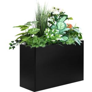Heavy Duty Steel Raised Planter Box 30x12x24 with Adjustable Shelf - Rust-Resistant Large Indoor/Outdoor Garden Container, 6 Drainage Holes, Reinforced Metal for Patio, Balcony, Deck