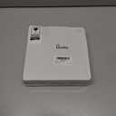 Queekay Housewarming Gifts New Home 1 Farmhouse Trivet for Hot Dishes and 5 Wooden Coasters Round Wood Hot Pads Set with Holder for Home Christmas Decoration 7" and 4"(Gray, White)