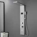 ROVOGO LED Rainfall Waterfall Shower Panel with 3 Body Jets, Handheld and Tub Spout, No Battery Needed Shower Tower with Temp Display, 304 Stainless Steel Brushed