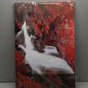 Nature Forest Wall Art Mountain Waterfall Landscape Picture for Bathroom Decor Red and Black Canvas Painting Red Tree Waterfall Poster Modern Scenic Artwork Living Room Bedroom Home Decorations 20x30" (30L" x 20W")