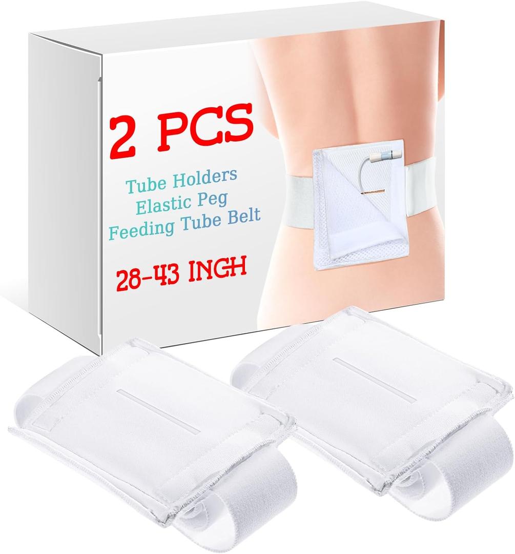 Tondiamo 2 Pcs Feeding Tube Holders Elastic PEG Feeding Tube Belt G Belt for Gastrostomy J PEG Peritoneal Dialysis Abdominal Pouch Pad Accessories, Adjustable and Washable, 28-43 Inch Waist
