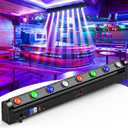 8 Eye LED Beam Wall Washer Lights,120W RGBW 4IN1 Strobe Moving Head DJ Light Bar 180  Tilt DMX and Sound Control Stage Lighting Bar for Party Light dj Disco Lights Wedding Club KTV Live House