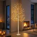 Lighted Birch Tree with 144 Warm White Lights(1 Pack), 8 Modes Prelit White Artificial Christmas Trees with Timer for Holiday Indoor Outdoor Decor Garden Wedding Party Bedroom Decoration(1 Pack)