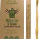 Gaia Guy Natural Bristle Bamboo Toothbrush with Boar Bristles - Totally Biodegradable and Compostable - No Nylon Toothbrushes - Zero Waste 12-Pack
