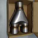 ID 2.5" Exhaust Y-Pipe Adapter, T409 Stainless Steel 2-1/2 Inch Dual to Single Y Pipe Connector, 10" Overall Length