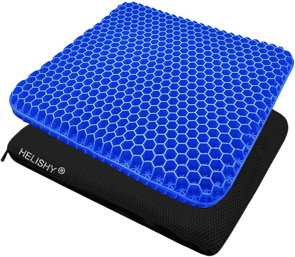 Egg Gel Seat Cushion, Breathable Gel Cushion Chair Pads with Non-Slip Cover for Home Office Car Wheelchair, Honeycomb Design Egg Seat Cushion As Seen On TV (Small: 16 x 14 x 1.65 inch, Blue)