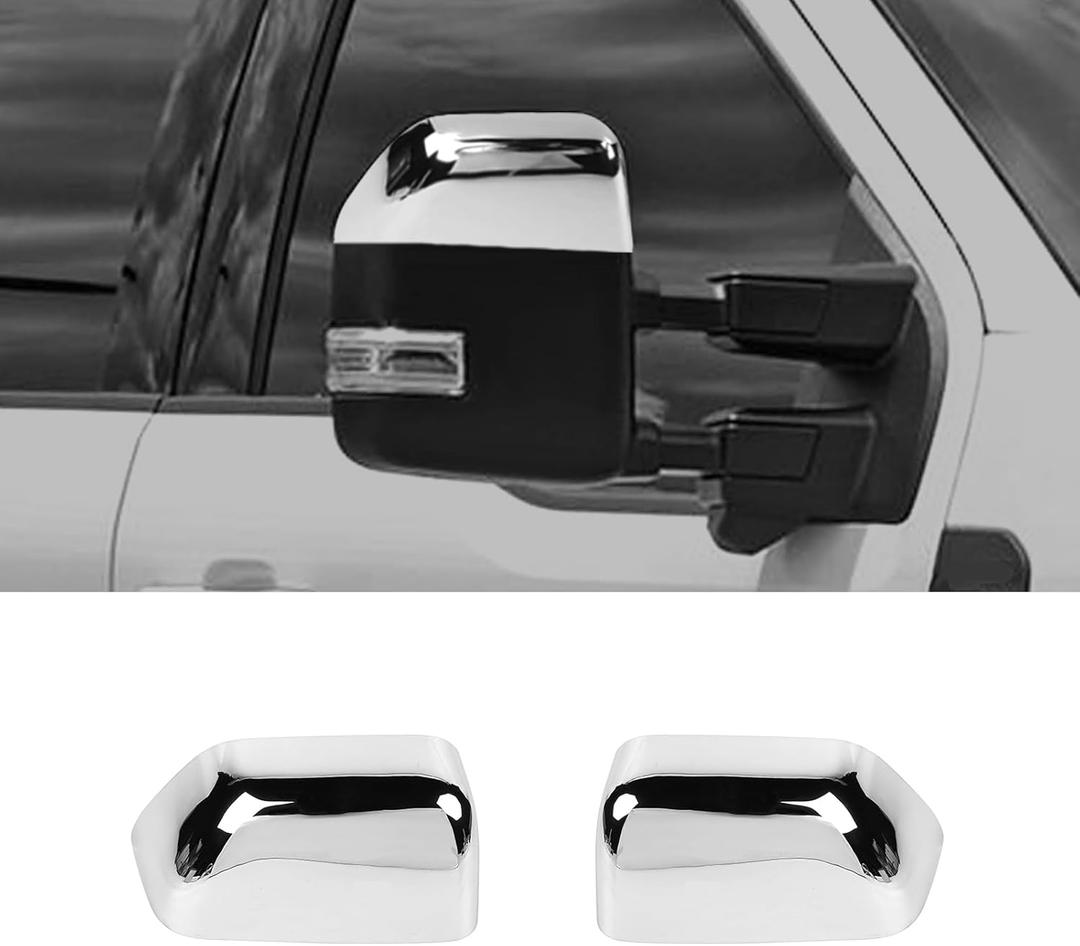 Rearview Mirror Cover Side Mirror Shell Trim Top Half Compatible with Ford F250/F350/F450/F550 2017-2023, Chrome
