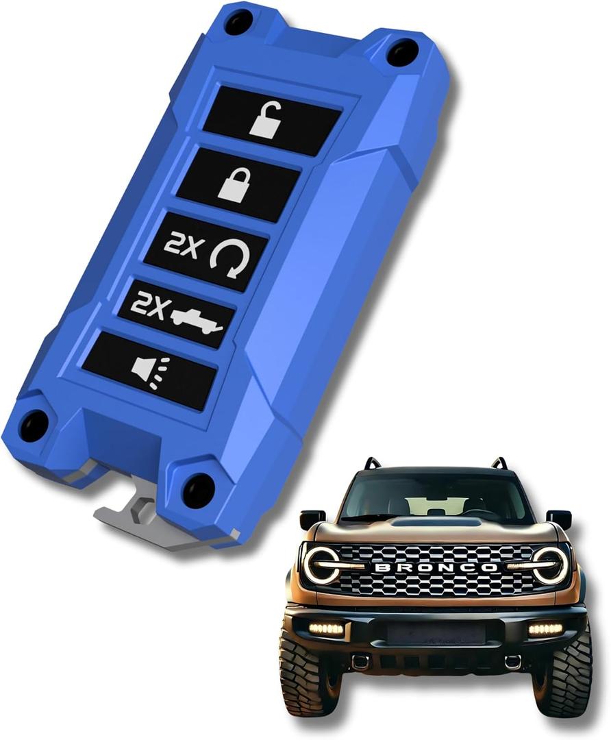 Key Fob Shell Case Replacement for Ford Expedition, Bronco, Explorer, Fusion, Escape, Edge, F150, Maverick and Lincoln Keyless Entry Remote  for 3/4/5 Buttons Non-Reversible (Bronco /SUV, Blue)