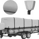Heavy Duty 1200D Solution-Dyed Trailerable&Mooring Boat Cover with 16-18 Windproof Straps,Waterproof Tear-Resistant Boat Cover with Motor Cover (Gray, Length:21'-24' Beam Width: up to 102")