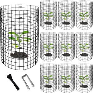Adnee 10 Packs Wire Plant Protector from Animals - 20" H X 12" D Metal Mesh Plant Cage Covers - Sturdy Garden Bunny Barricades Chicken Wire Cloche for Plants Shrubs Vegetables Flowers