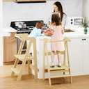 Foldable Toddler Tower, 95% Installed Step Stool for Toddlers, 3 Height Adjustable with Anti-Slip Protection, Kitchen Step Stool for Kids, Standing Learning Tower for Montessori