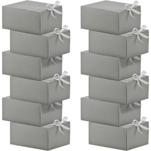 HUAPRINT Gift Boxes with Lids, Grey Gift Boxes 8x8x4inches, Bridesmaid Proposal Box, 12 Sets, Kraft Paper Gift Boxes for Wedding, Graduations, Father’s Day, Anniversaries, Grooms Gifts, Present, Birthday, Cupcake Boxes, Crafting