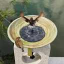 Solar Bird Bath,Deck Bird Bath with Solar Fountain,Metal Bird Bath Bubbler,Deck Mounted Bird Bath,Balcony Bird Bath,Patio Garden Decor
