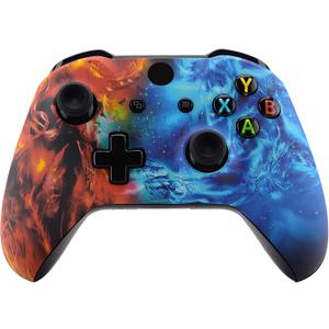 eXtremeRate Conflict Soul Patterned Front Housing Shell Case for Xbox One S/X Controller, Soft Touch Faceplate Cover Replacement Kit for Wireless Controller (Model 1708)