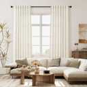 Joywell Natural Linen Curtains 90 Inches Long for Living Room 2 Panels Boho Cream Privacy Light Filtering Semi Sheer Curtain for Bedroom Farmhouse Neutral Drapes Window with Back Tab 52x90 Inch