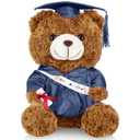 Hollowfly Graduation Bears 2026 Plush Stuffed Animal Bear with Gown Cap Tassel Set Cute Brown Graduate Gifts Stuffed Animal Doll Plush Toy for Party Supplies(13.8 Inch, Royal Blue)