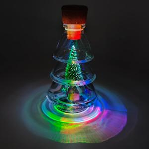Glass Bottle Christmas Tree Night Light with Multicolored LED Lights - 5" H Tabletop Holiday Nostalgic Decorative Vintage Night Light for Girl Boys Kids Gift Bedroom Reading Room Holiday Party Decor