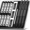 Four Candies 0.5mm Mechanical Pencil Set with Case, 3PCS Metal Artist Lead Pencil with 8 Tubes (480PCS) HB Lead Refills, 3 Erasers, 9 Eraser Refills For Engineer Art Writing Drawing Drafting, Black