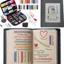 Kaminii 2026 New DIY Stitch Book, Embroidery Stitch Book on Linen Fabric, Complete Toolkit, Perfect for Beginners and Craft Lovers,Unique Handmade Gift (Style 1)