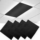 4 Pcs Light Covers, 4 x 2 Feet Magnetic Light Covers for Ceiling Lights Shade Panel, Drop Ceiling Light Filters Covers for Office Classroom School Home, Polyester Fabric Material, Black