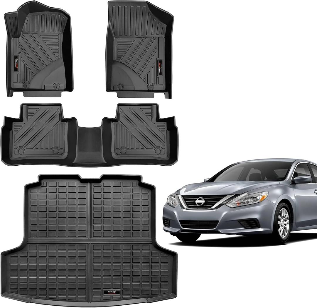 2013-2018 Nissan Altima Floor Mats & Trunk Cargo Liner Set All Weather TPE Rubber Mat Black (for 2013-2018 Nissan Altima)
