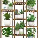 HOMKIRT Plant Stand Indoor Outdoor, 11 Tier Reinforced Plant Shelf Tall for Multiple Plants, Large Wood Plant Rack Holder, Garden Shelves, Flower Stand for Living Room Patio Corner