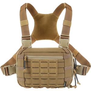 Tactical EDC Chest Bag 2L Utility Molle Chest Rig Pouch with CCW Compartment Adjustable Strap Outdoor (Brown)