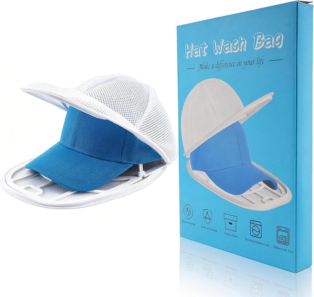 Eiito Hat Washer Cage, Hat Washer for Baseball Caps for Washing Machine or Dishwasher, Ball Cap Washers Frame for Flat and Curved Hats, Hats cage, Fit for Adult and Kid's, 1 Pack White