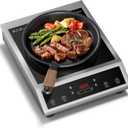 1800W Induction Cooktop, Single Burner with Dual IGBT Power Control, 10 Power & Temperature Levels, Stable Low-Heat Cooking, Touch Control, Stainless Steel Induction Cooker