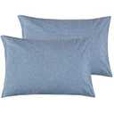 NTBAY Queen Size Stone Washed Cotton Pillowcase, 2-Pack Reduces Allergies and Respiratory Irritation Vintage Style Breathable Pillow Cases, 20 x 30 Inches, Denim Blue