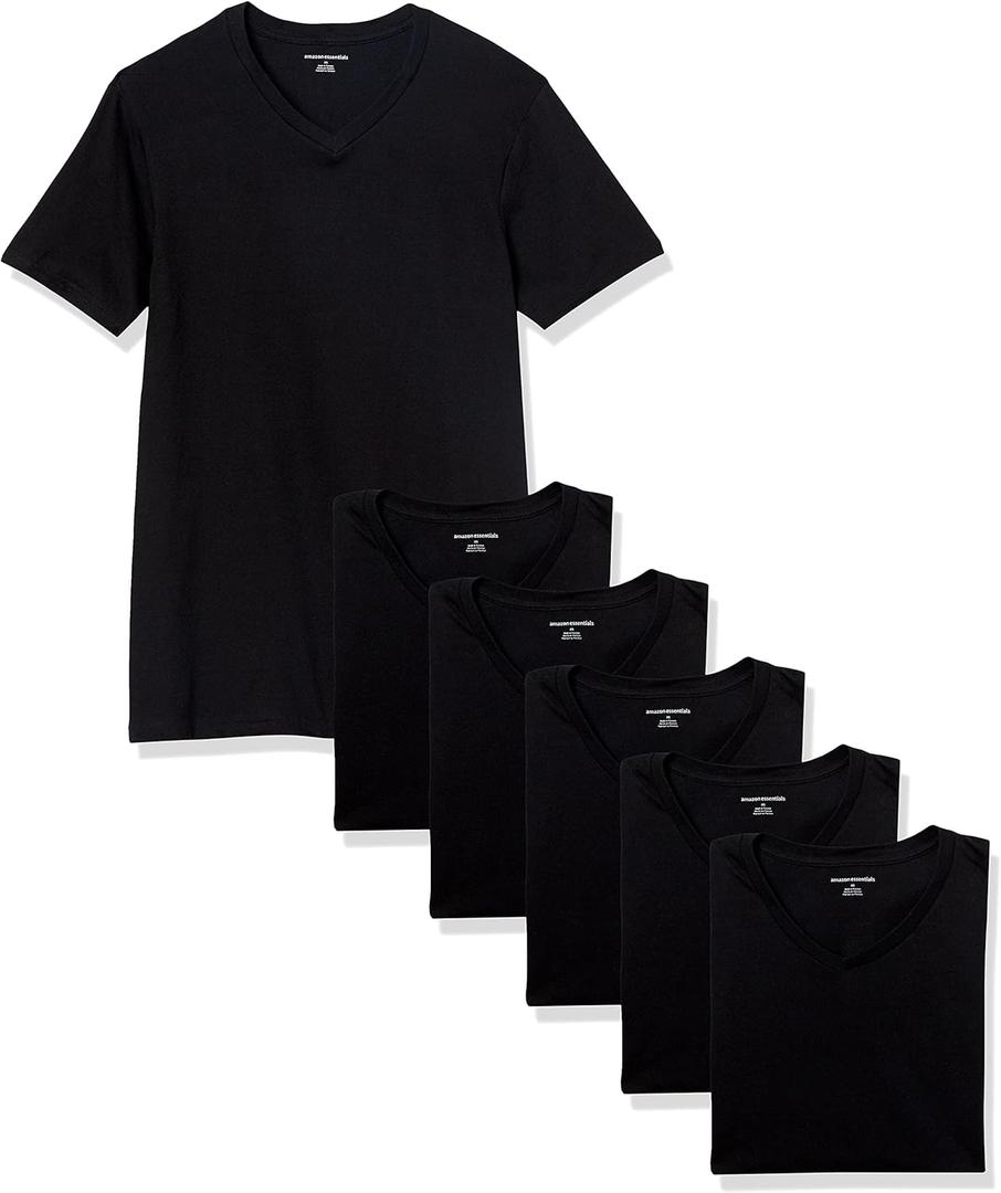 Amazon Essentials Men's V-Neck Undershirt, Breathable Cotton, Pack of 6