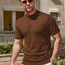 Vssjavun Men's Mock Neck Shirt Short Sleeve Turtleneck T-Shirt Slim Fit Pullover Casual Basic Tee