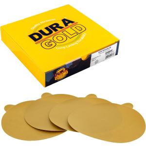 Dura-Gold Premium 6" Gold PSA Sanding Discs - 320 Grit, Box of 50 - Self Adhesive Stickyback Sandpaper for DA Sander, Finishing Coarse-Cut Abrasive - Sand Automotive Car Paint, Woodworking Wood, Metal