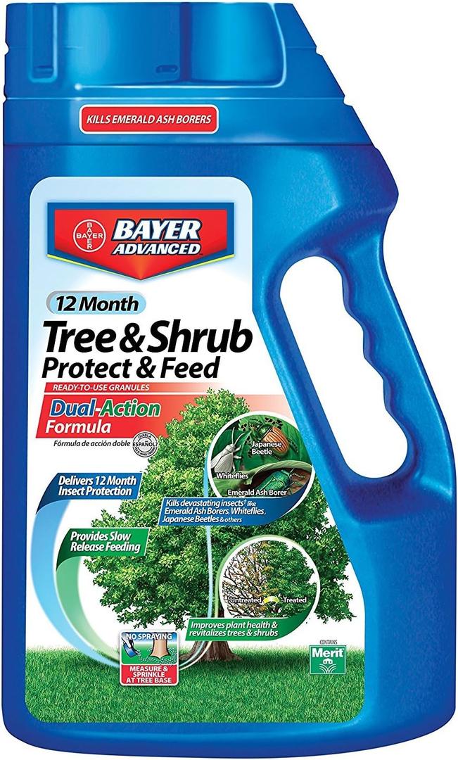 BioAdvanced 12 Month Tree and Shrub Protect and Feed, Granules, 4 lb, Insect Killer, Tree Fertilizer & Plant Food