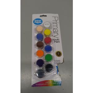 Palmer Paints Primary Prism Acrylic Paint Pots (12 Pack), Multicolor