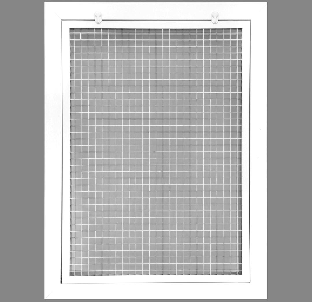 HVAC Premium 14'' x 20'' Cube Core Eggcrate Return Air Filter Grille for 1'' Filter - Aluminum - White [Outer Dimensions: 16.5'' x 22.5]
