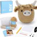 Crochet Kit for Beginners: Highland Cow Crochet Kit, Learn to Crochet, Include Easy Knitting Soft Yarn, Step-by-Step Video Tutorial, Hook, Holiday Birthday Gift for Adults and Teen(30%+ Yarn) (Yak)