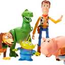 Mattel Disney Pixar Toy Story Set of 7 Action Figures with Woody, Slinky, Rex, Hamm, Alien, Rocky & Shark, Mattel Disney100 Collectible
