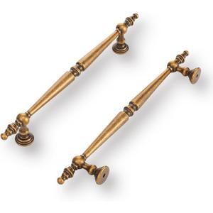 Shimeyao Cabinet Pulls Hole Center Vintage Cabinet Pulls Handles Drawer Handles Closet for Kitchen Bathroom Drawer Dresser Pull Hardware(10 Pack,Antique Brass,6.3"(160mm) Hole Center)