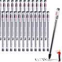 XFasten Extra Fine Point Pens 0.38mm 24-Pack Japanese-Style Fine Tip Gel Ink Ballpoint Pen Black, Smooth Ink Flow, Smudge-Free, Quick-Drying, No Smear for Journaling, Note-Taking, Office, and School
