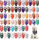 Sanwuta 60 Pieces Halloween Dog Bandanas Bulk Pet Fall Holiday Adjustable Pumpkin Ghost Dog Bandana for Bib Triangle Puppy Scarf Washable Halloween Thanksgiving for Small Medium(25.6 x 17.7)
