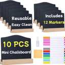 10 Pcs Reusable Mini Chalkboard Signs with Easel Stand for Food Labels, Double-Sided Use Message Board Signs, Weddings Place Cards, Birthday Parties, Table Numbers, Plants, Special Event Decorations