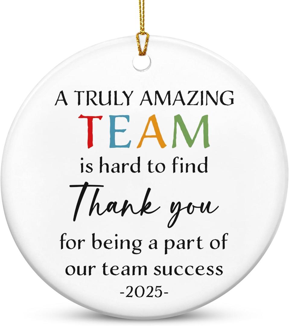 Christmas Team Gifts for Employees - Ceramic Christmas Ornaments 2025 for Tree Decorations - Group Gifts for Coworkers, Coworker Gift for Work Bestie, Thank You Gift for Coworker Boss Employee