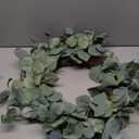idyllic Eucalyptus Leaves Wreath Metal Polyester Fabric Paper Round Green Wreath 22 Inches for The Front Door Decor