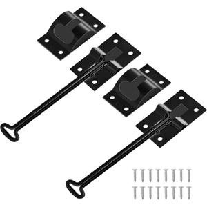 RV Door Holder with Silent Snap, Upgrade Noiseless Black Metal Camper Door Holder Trailer Door Latch, Catch T-Style Door Holder to Keep Door Open for Cargo Trailer, Truck (2 Pack,6 Inch)
