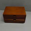 Vintage 2-Drawer Desk Organizer - Wood Countertop Drawer Organizers - 2-Tier Wooden Desktop Monitor Riser w/Drawers - Organization and Storage Drawers for Desk - Stackable Drawers - File Drawer Unit