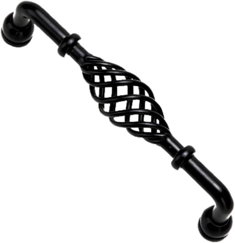 6 Pack Black Birdcage Cabinet Hardware Handle Pull (128mm Hole Distance)